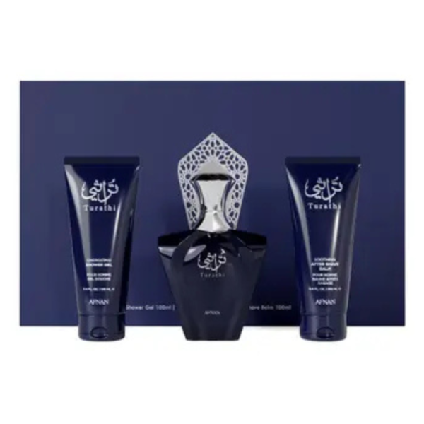 kit Turathi Blue Afnan: gel de banho 100ml + perfume 90ml + pós barba - Imagem 2