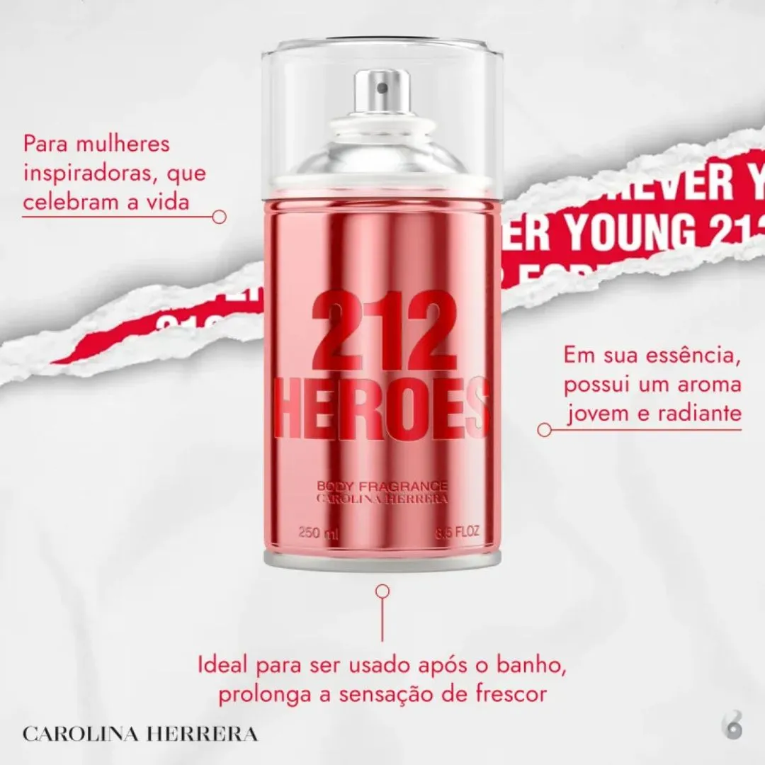 212 Heroes For Her Carolina Herrera - Body Spray 250ml - Imagem 2