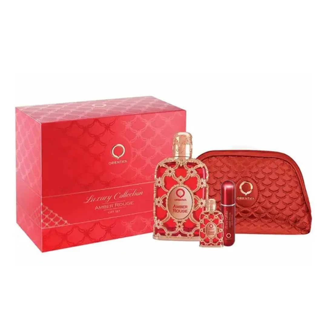 Kit Royal Orientica Amber Rouge Edp Spray De 80ml + Travel Size De 10 Ml + Bolsa + Porta Perfume - Imagem 2