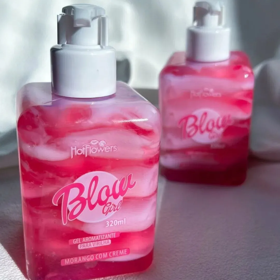 BLOW GIRL GEL HIDRATANTE AROMATIZANTE COMESTIVEL MORANGO COM CREME - 320ML - Imagem 2