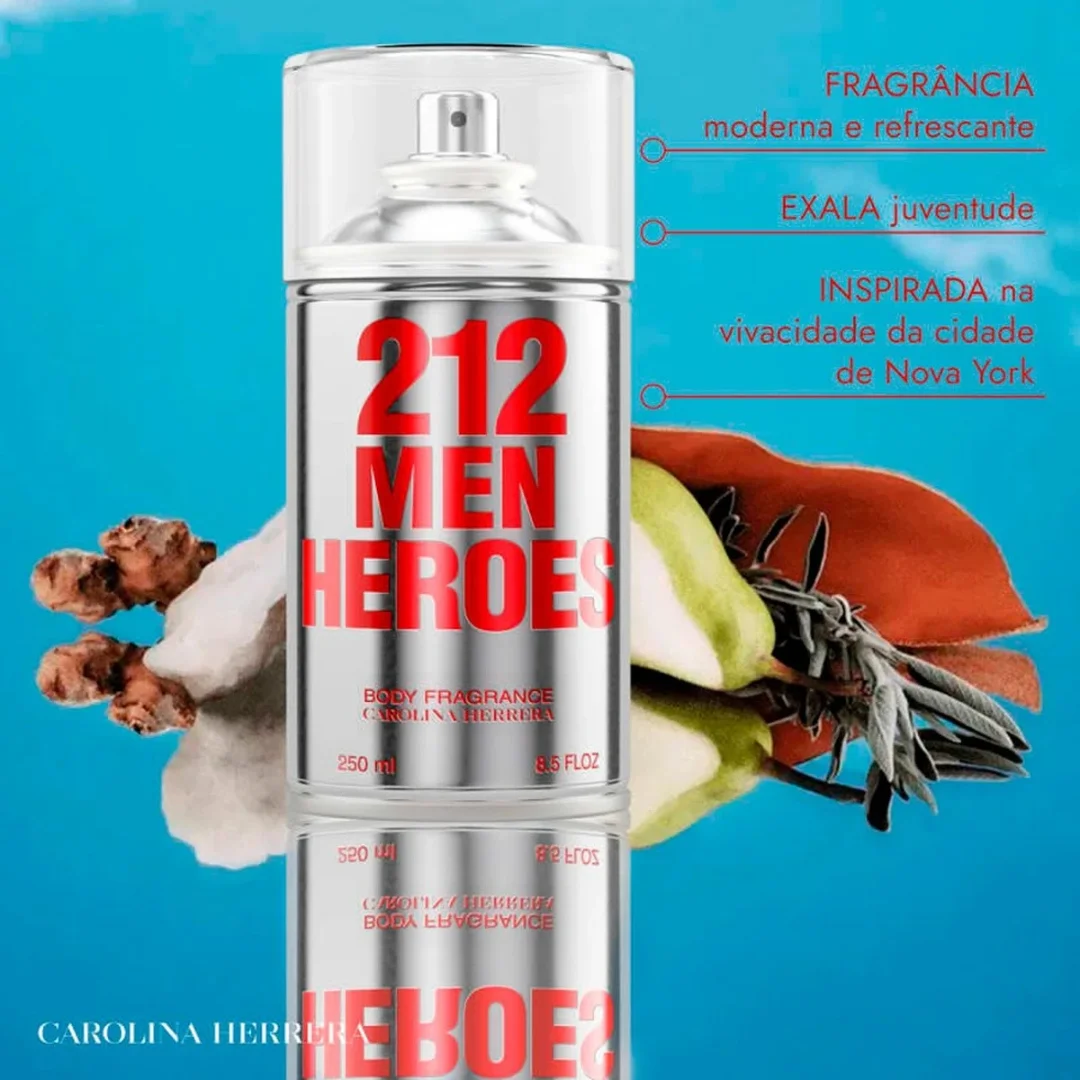 212 Men Heroes Carolina Herrera - Body Spray 250ml - Imagem 2