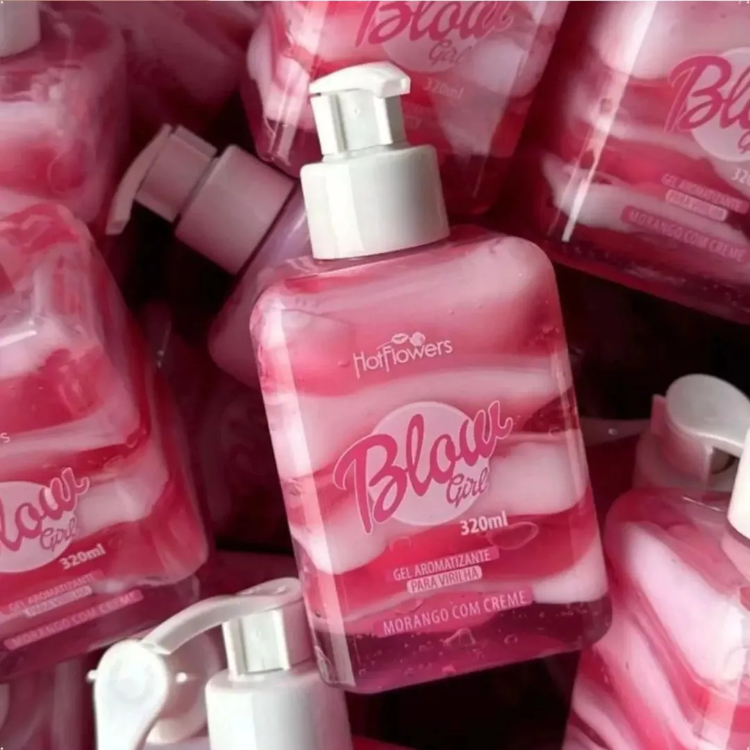 BLOW GIRL GEL HIDRATANTE AROMATIZANTE COMESTIVEL MORANGO COM CREME - 320ML - Imagem 3