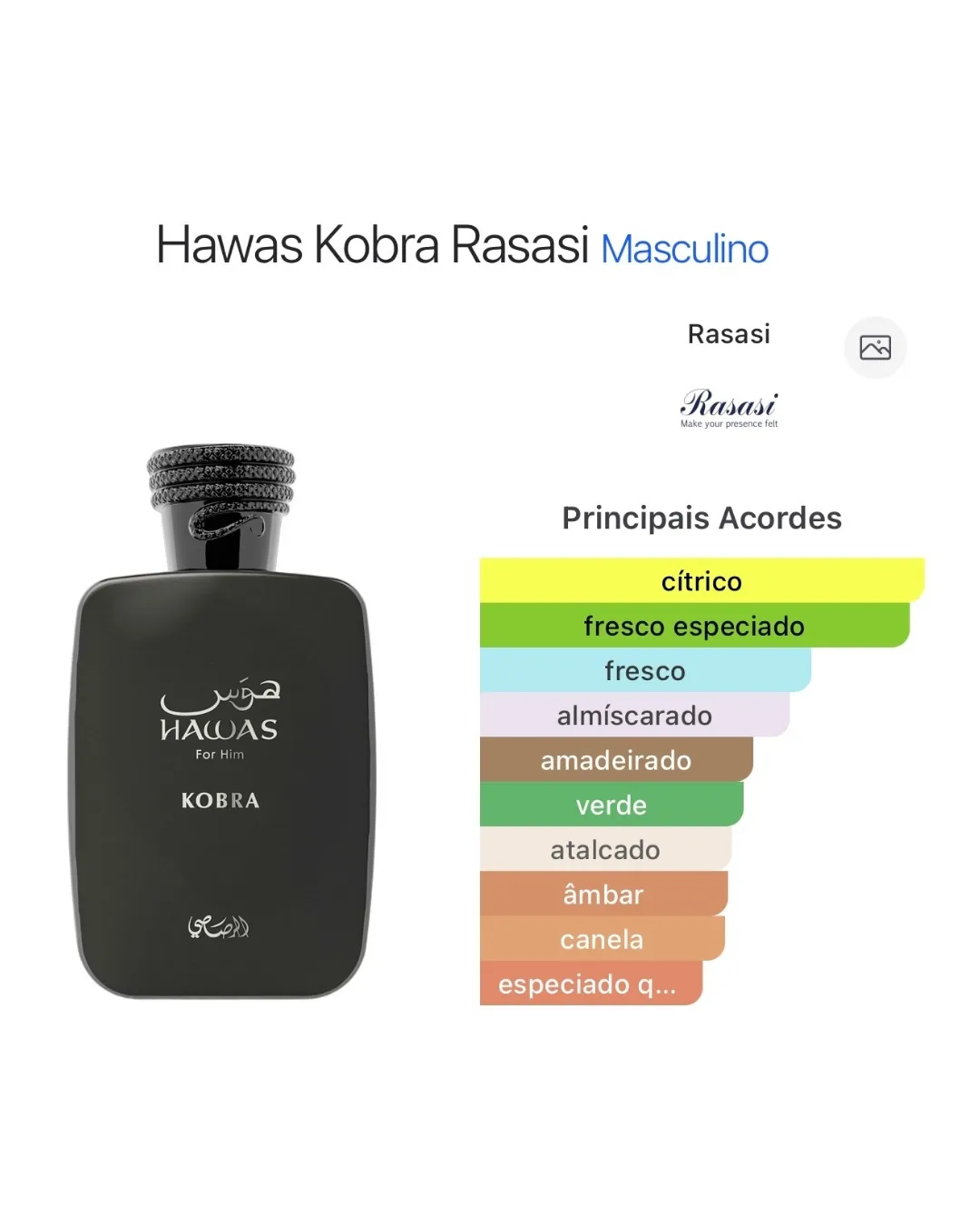 Decant Hawas Kobra Rasasi Eau de Parfum - Imagem 2